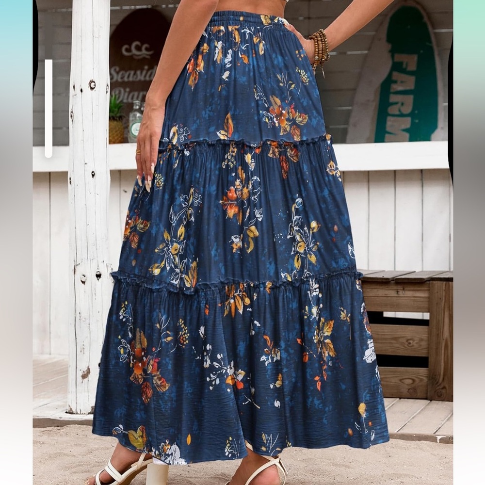 Zeagoo Floral A-Line Skirt in Navy - NEW Small - Picture 3 of 7